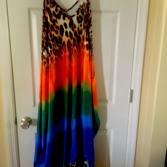 Plus Tie Dye & Leopard Cami Dress Size 1X (20) - Picture 3 of 6